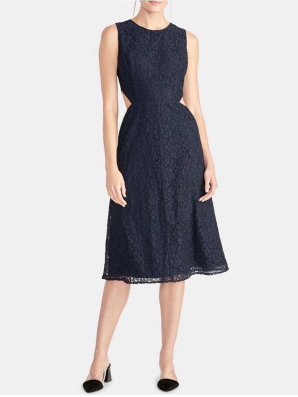 RACHEL Rachel Roy Navy Lace Cutout Midi Dress